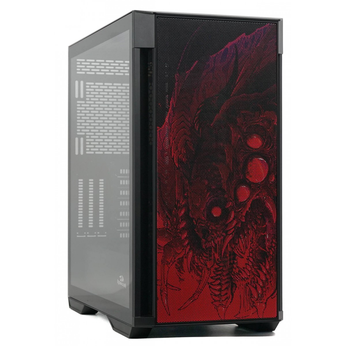 Gabinete Gamer ReDragon Infernal Dragon Strafe, Mid Tower, Vidro Temperado, Black, ATX, Sem Fonte, Sem Fan, GC-706IF
