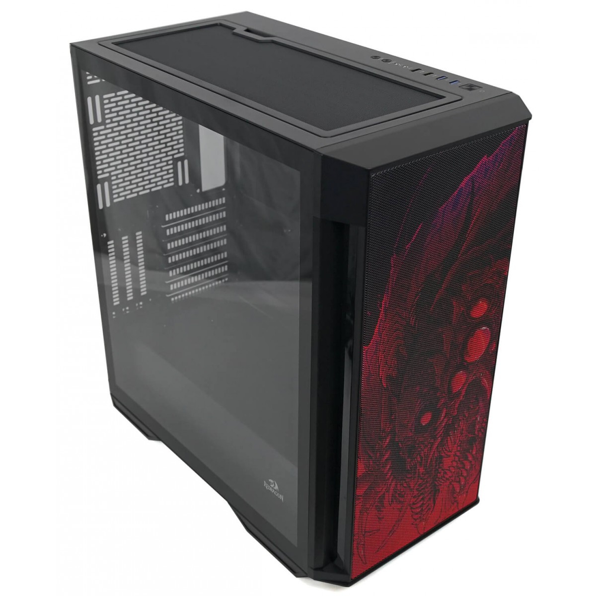 Gabinete Gamer ReDragon Infernal Dragon Strafe, Mid Tower, Vidro Temperado, Black, ATX, Sem Fonte, Sem Fan, GC-706IF