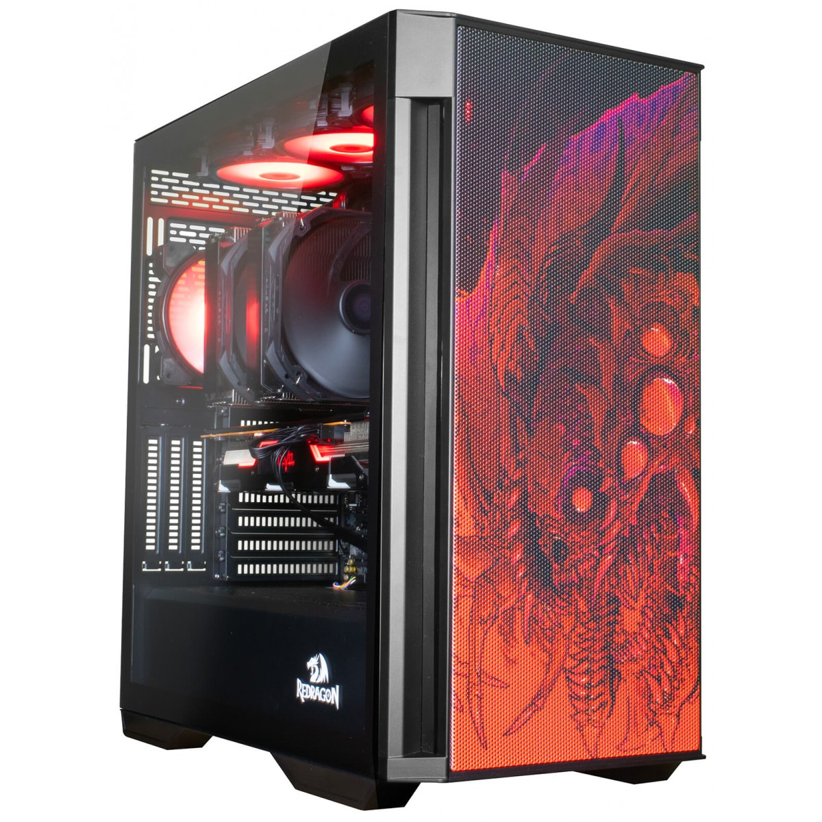 Gabinete Gamer ReDragon Infernal Dragon Strafe, Mid Tower, Vidro Temperado, Black, ATX, Sem Fonte, Sem Fan, GC-706IF