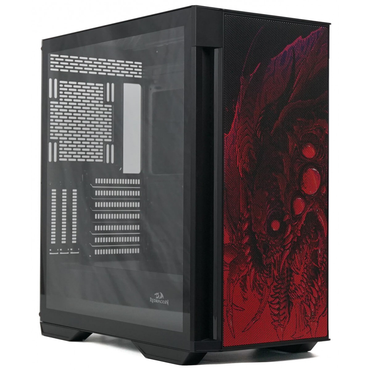 Gabinete Gamer ReDragon Infernal Dragon Strafe, Mid Tower, Vidro Temperado, Black, ATX, Sem Fonte, Sem Fan, GC-706IF