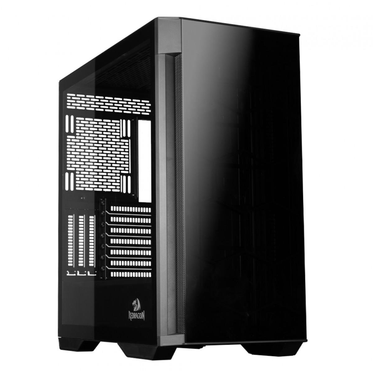 Gabinete Gamer Redragon Megatron, Mid Tower, Vidro Temperado, Black, ATX, Sem Fonte, Sem Fans, GC-705B