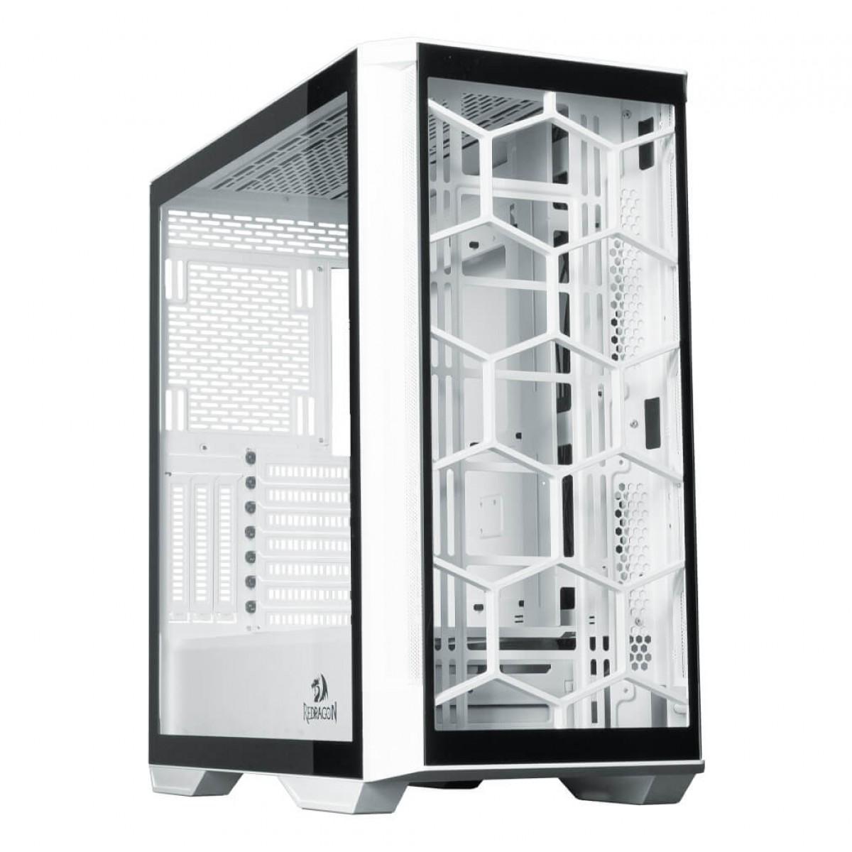 Gabinete Gamer Redragon Megatron, Mid Tower, Vidro Temperado, White, ATX, Sem Fonte, Sem Fans, GC-705W