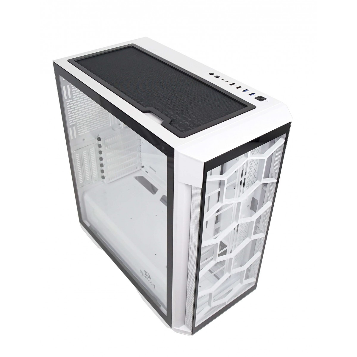 Gabinete Gamer Redragon Megatron, Mid Tower, Vidro Temperado, White, ATX, Sem Fonte, Sem Fans, GC-705W
