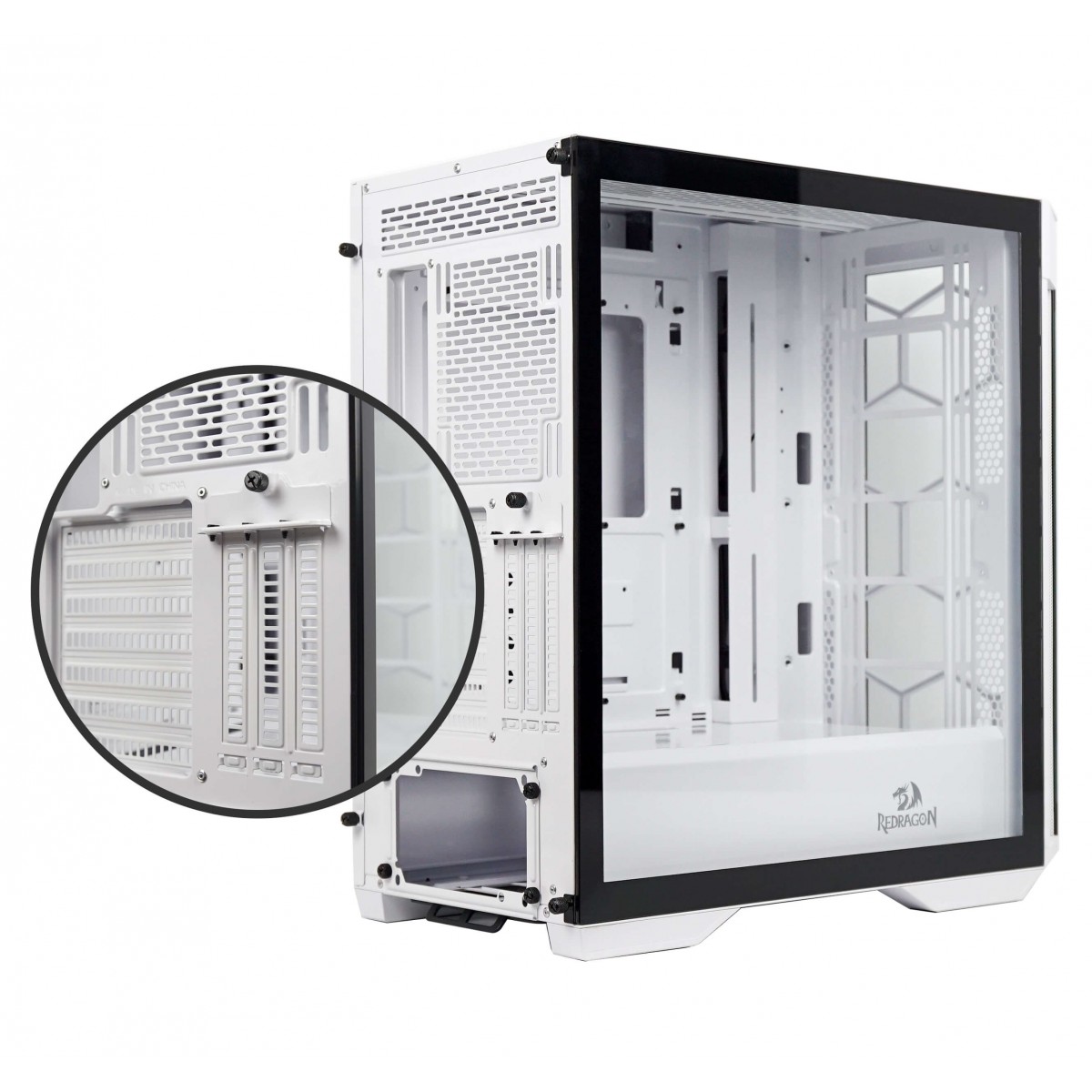 Gabinete Gamer Redragon Megatron, Mid Tower, Vidro Temperado, White, ATX, Sem Fonte, Sem Fans, GC-705W