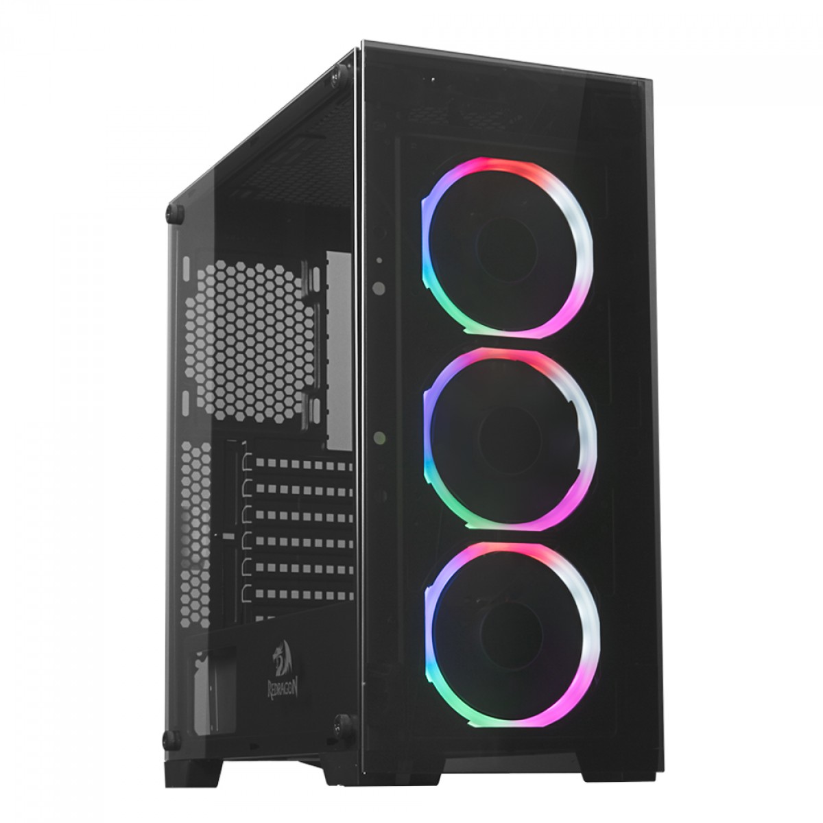 Gabinete Gamer Redragon Mixmaster, Mid Tower, Vidro Temperado, Black, ATX, Sem Fonte, Com 3 Fans, GC-618