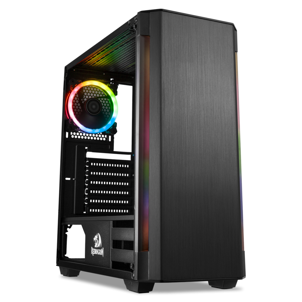Gabinete Gamer Redragon, Nosecone, Mid Tower, Vidro Temperado, Black, Sem Fonte, Sem Fan, GC-909
