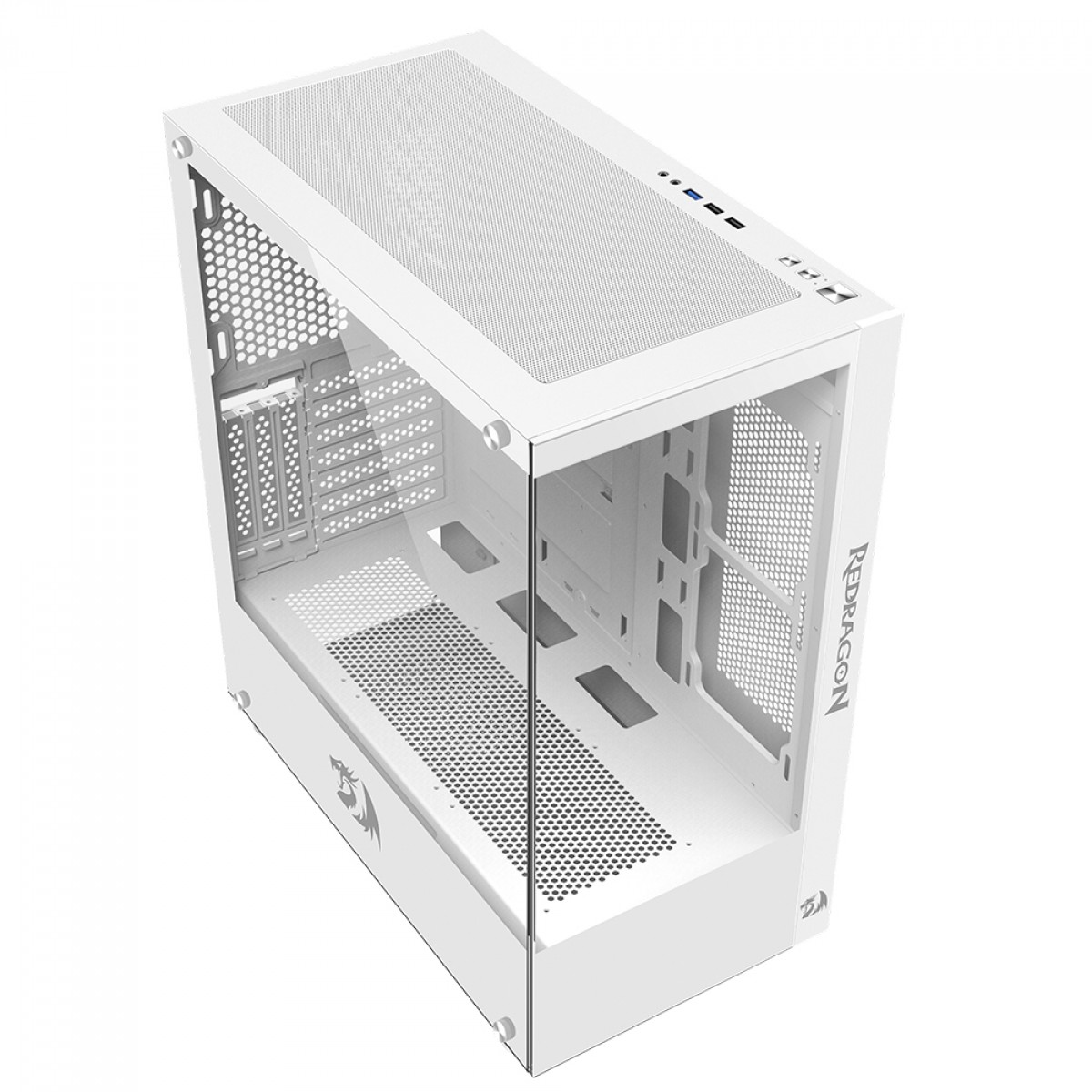 Gabinete Gamer Redragon Reflect Lunar White, Mid Tower, Vidro Temperado, ATX, Sem Fonte, Sem Fan, CA-601W