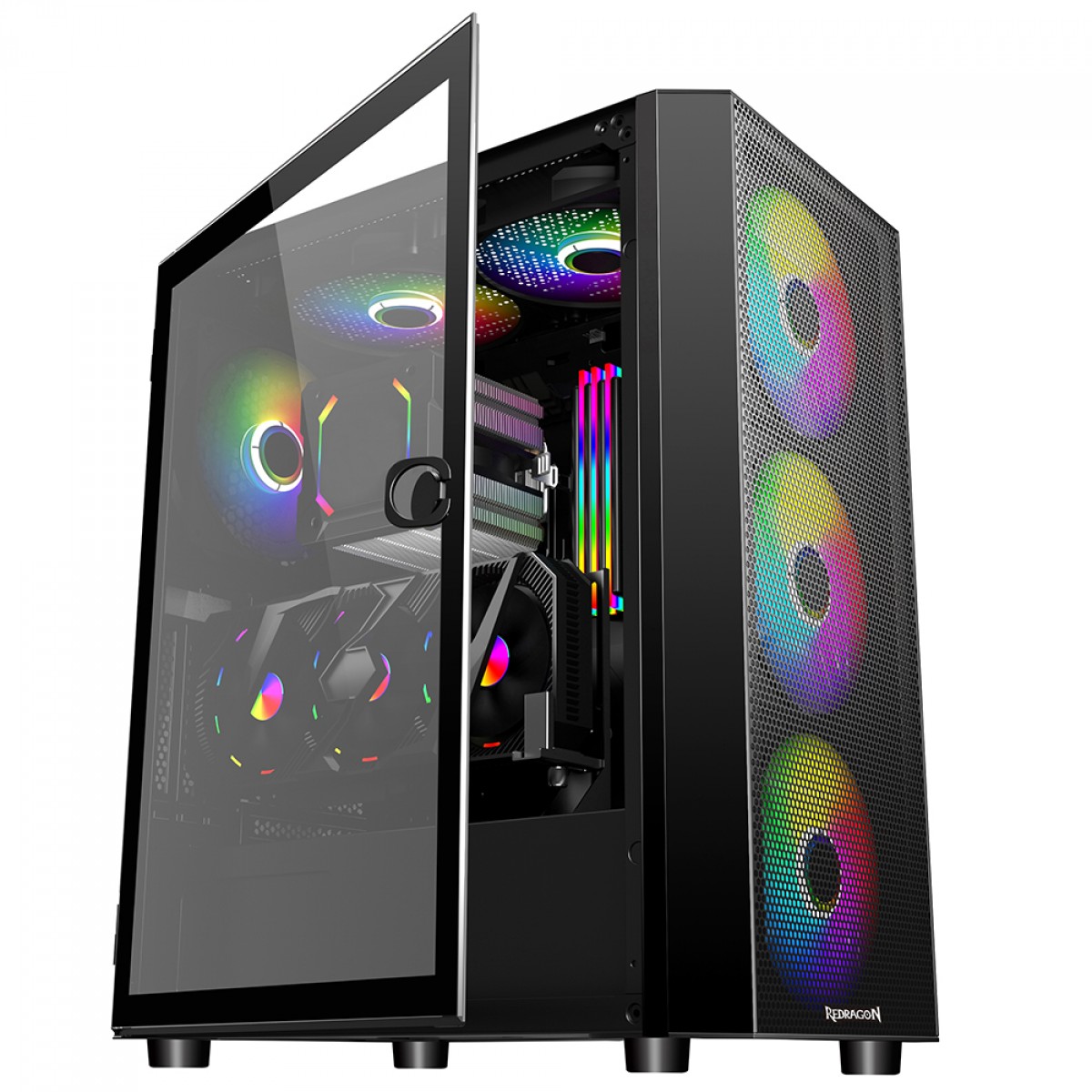 Gabinete Gamer Redragon Skyfire, Mid Tower, Vidro Temperado, Black, Sem Fonte, Sem Fan, GC-XA211