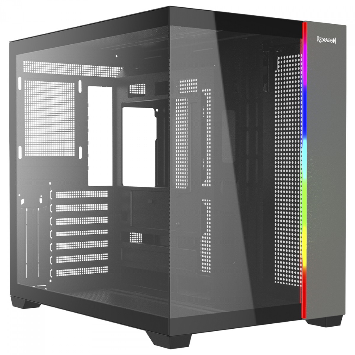 Gabinete Gamer Redragon Tesseract RGB, Mid Tower, Vidro Temperado, ATX, Sem Fan, Preto, CA-614B