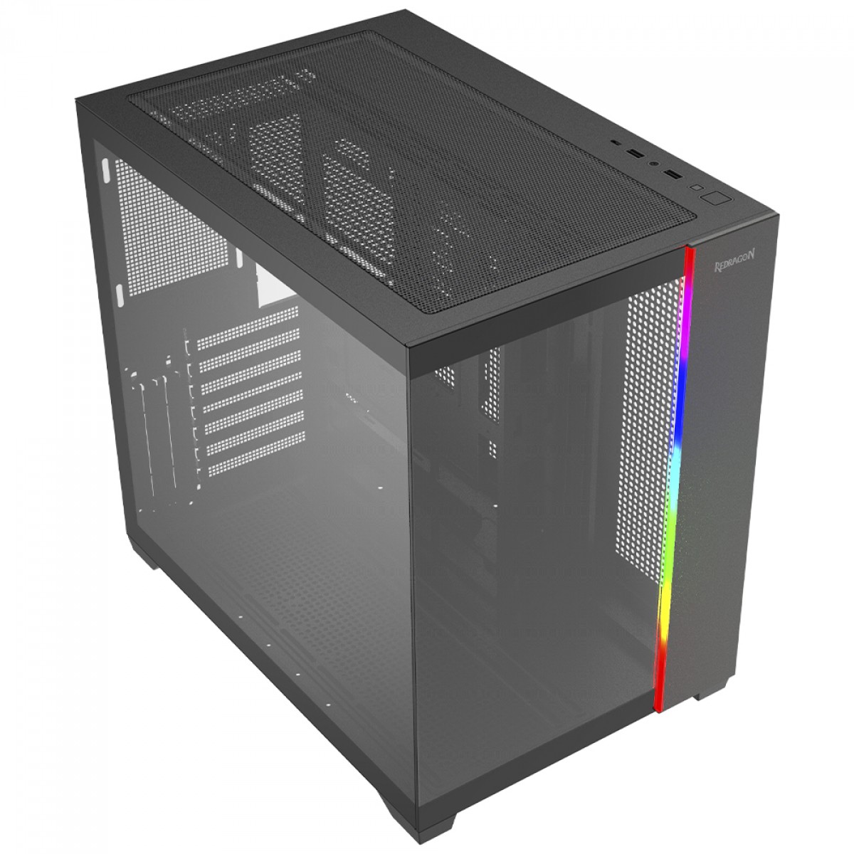 Gabinete Gamer Redragon Tesseract RGB, Mid Tower, Vidro Temperado, ATX, Sem Fan, Preto, CA-614B
