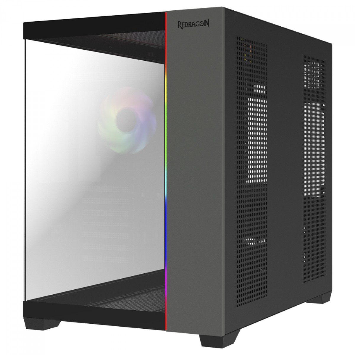 Gabinete Gamer Redragon Tesseract RGB, Mid Tower, Vidro Temperado, ATX, Sem Fan, Preto, CA-614B