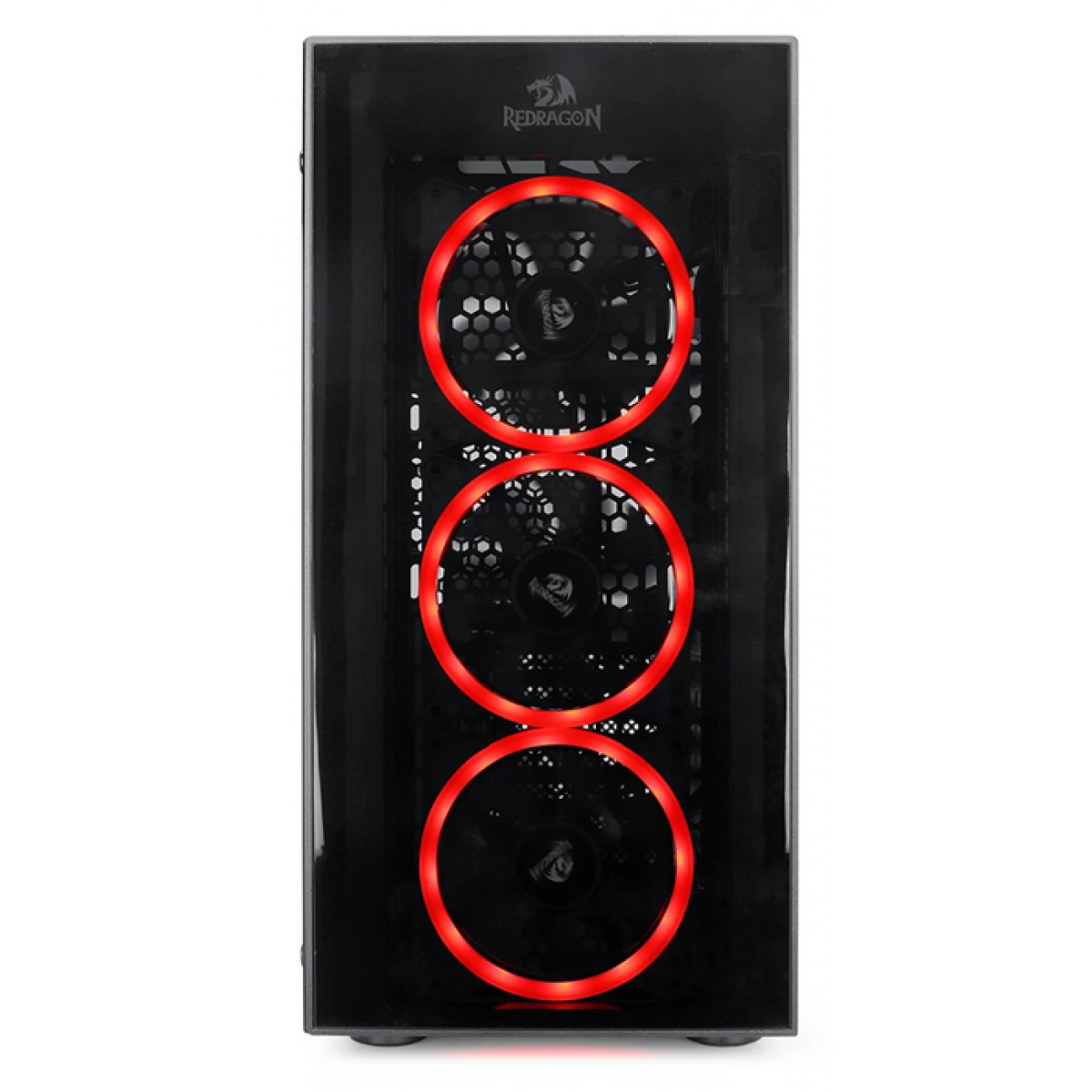 Gabinete Gamer Redragon, Thundercracker, Mid Tower, Vidro Temperado, Black, Sem Fonte, Com 3 Fans RGB