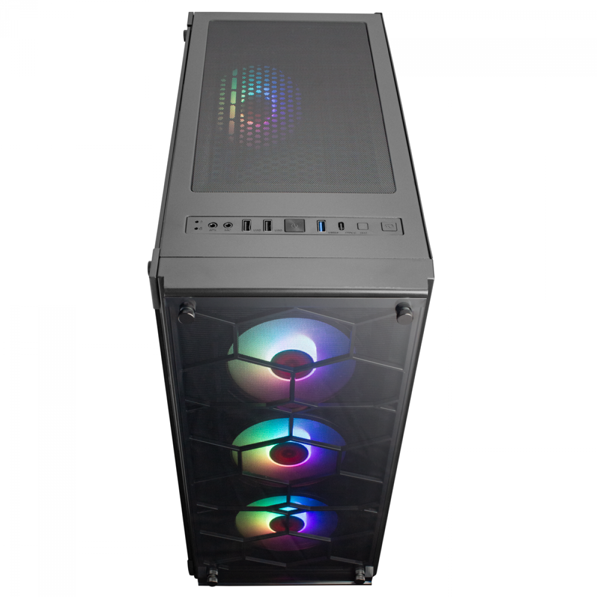 Gabinete Gamer Redragon Wheel Jack, Mid Tower, Vidro Temperado, Black, Sem fonte, Com 4 Fans RGB