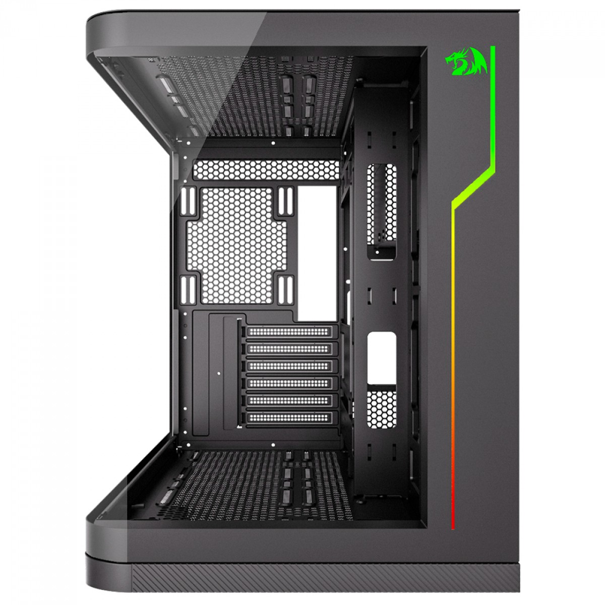 Gabinete Gamer Redragon Wideload Extreme, Mid Tower, RGB, Vidro Curvado Temperado, ATX, Black, Sem Fonte, Sem Fan, CA-605B