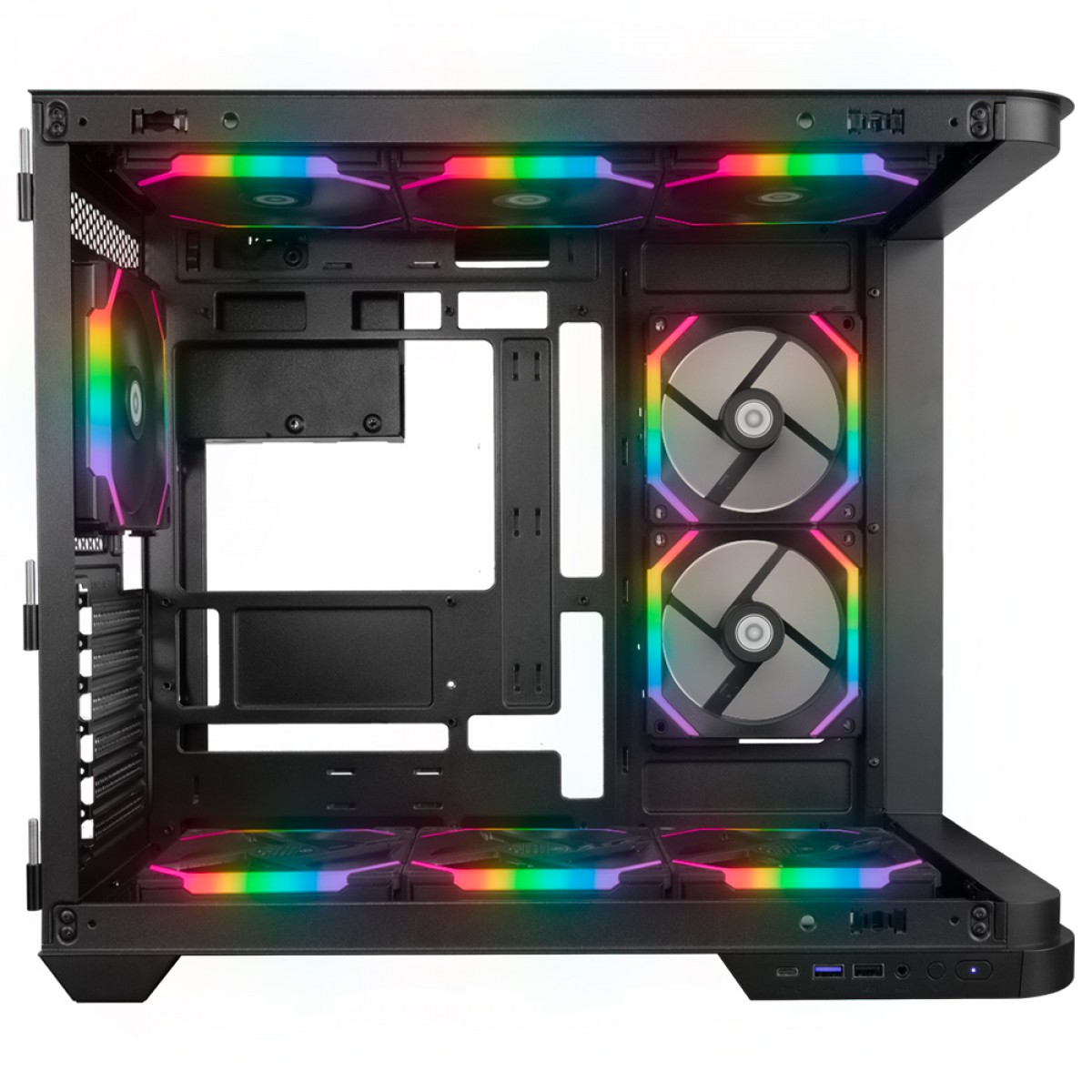 Gabinete Gamer Redragon Wideload Extreme, Mid Tower, RGB, Vidro Curvado Temperado, ATX, Black, Sem Fonte, Sem Fan, CA-605B