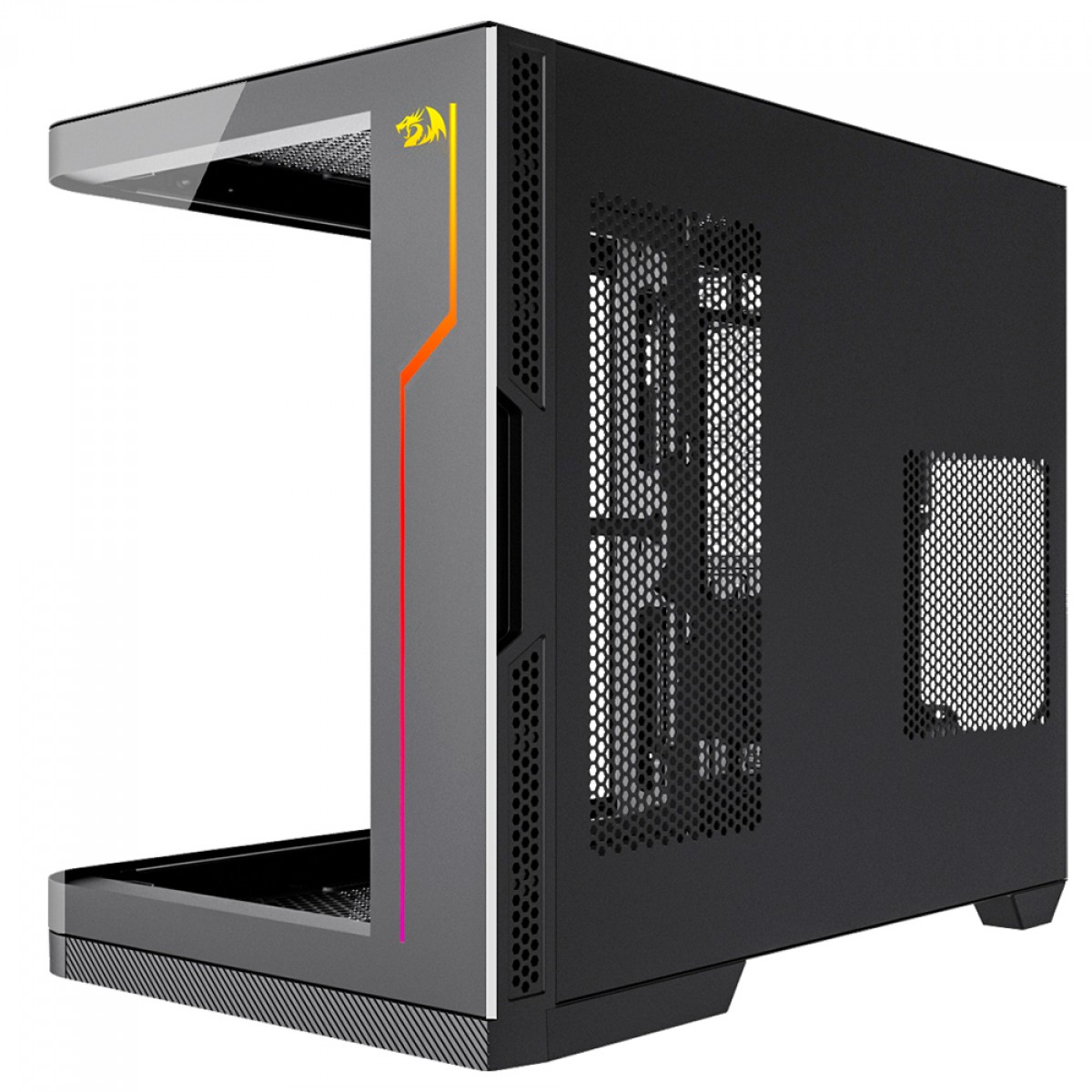 Gabinete Gamer Redragon Wideload Extreme, Mid Tower, RGB, Vidro Curvado Temperado, ATX, Black, Sem Fonte, Sem Fan, CA-605B