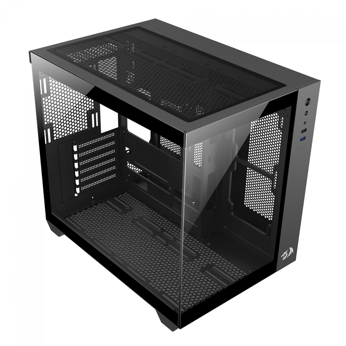 Gabinete Gamer Redragon Wideload Lite, Mid Tower, Vidro Temperado, ATX, Black, Sem Fonte, Sem Fan, CA-604B