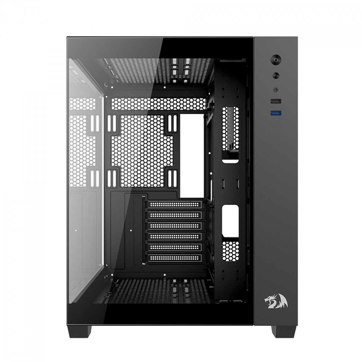 Gabinete Gamer Redragon Wideload Lite, Mid Tower, Vidro Temperado, ATX, Black, Sem Fonte, Sem Fan, CA-604B