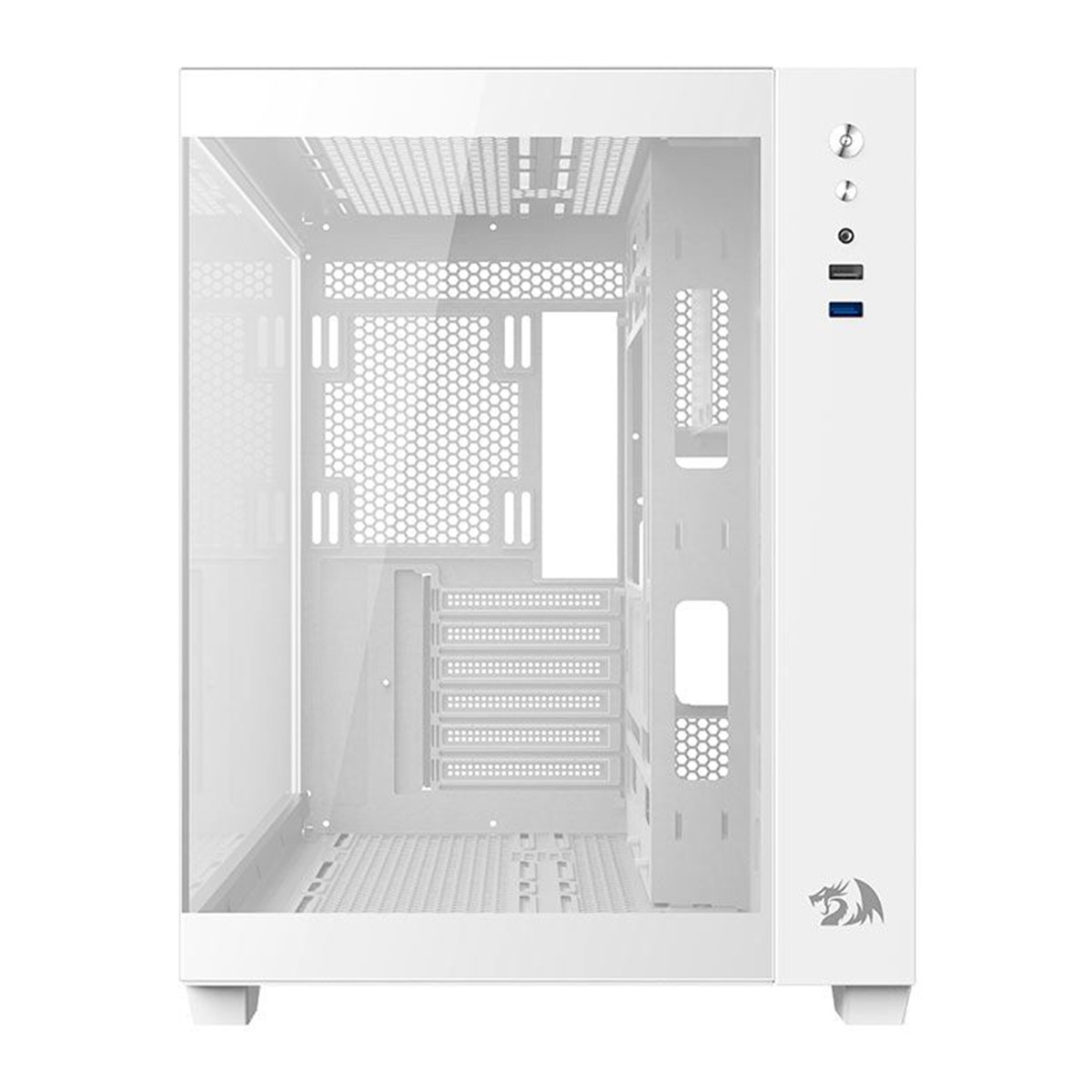 Gabinete Gamer Redragon Wideload Lite, Mid Tower, Vidro Temperado, ATX, White, Sem Fonte, Sem Fan, CA-604W