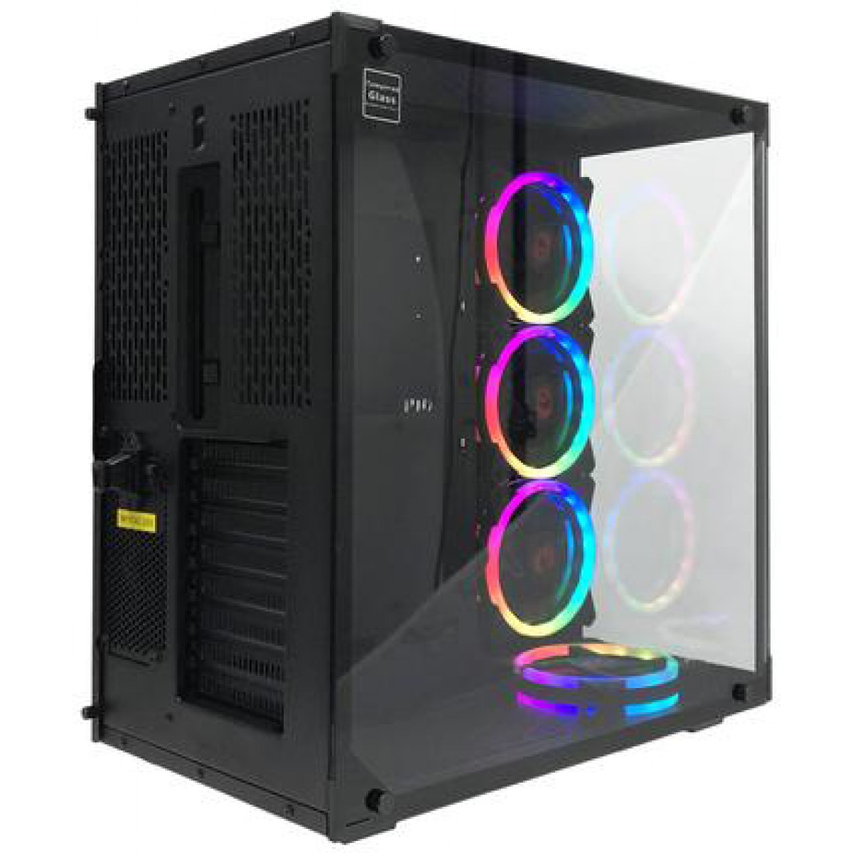 Gabinete Gamer Redragon Wideload, Mid Tower, Vidro Temperado, Black, Sem fonte, Sem fan, GC-802-1