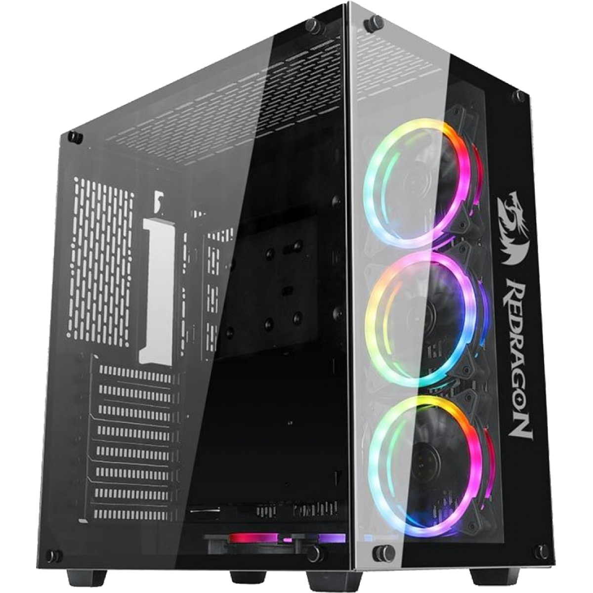 Gabinete Gamer Redragon Wideload, Mid Tower, Vidro Temperado, Black, Sem fonte, Sem fan, GC-802-1
