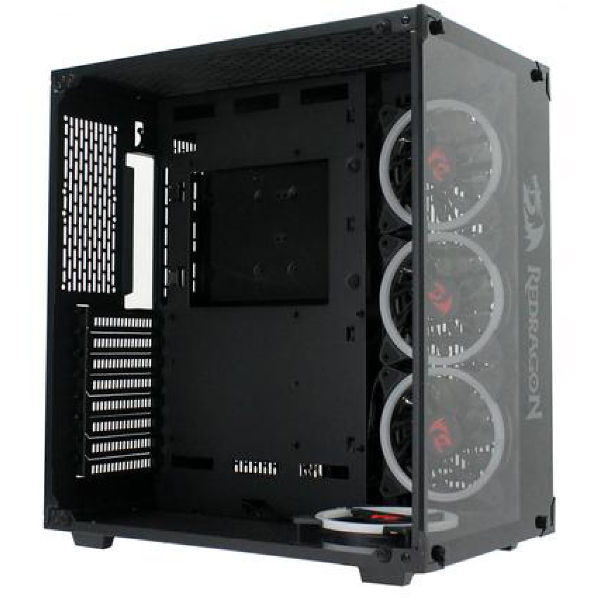 Gabinete Gamer Redragon Wideload, Mid Tower, Vidro Temperado, Black, Sem fonte, Sem fan, GC-802-1