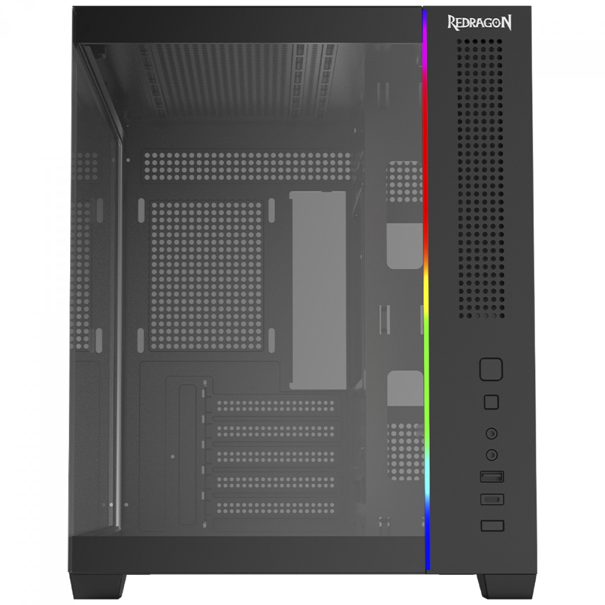 Gabinete Gamer Redragon Wideload Mini Lite, RGB, Mid Tower, Vidro Temperado, mATX, Sem Fan, Preto, CA-611B