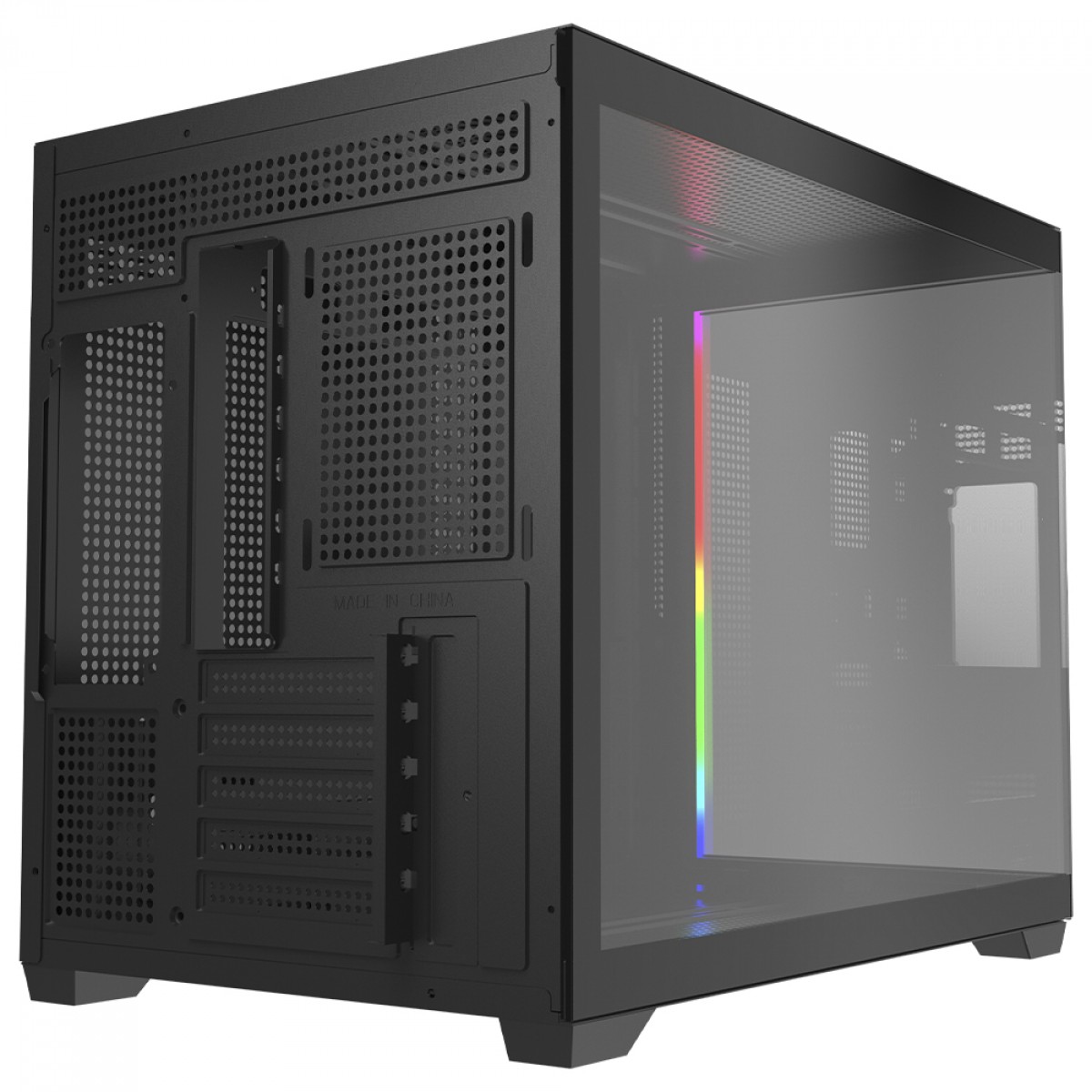 Gabinete Gamer Redragon Wideload Mini Lite, RGB, Mid Tower, Vidro Temperado, mATX, Sem Fan, Preto, CA-611B