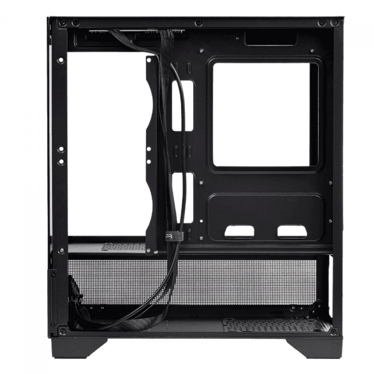 Gabinete Gamer Round5 Draven Black, Mid Tower, Lateral e Frontal de Vidro, M-ATX, Sem Fans, Preto, R5-DRAVEN-B-2181