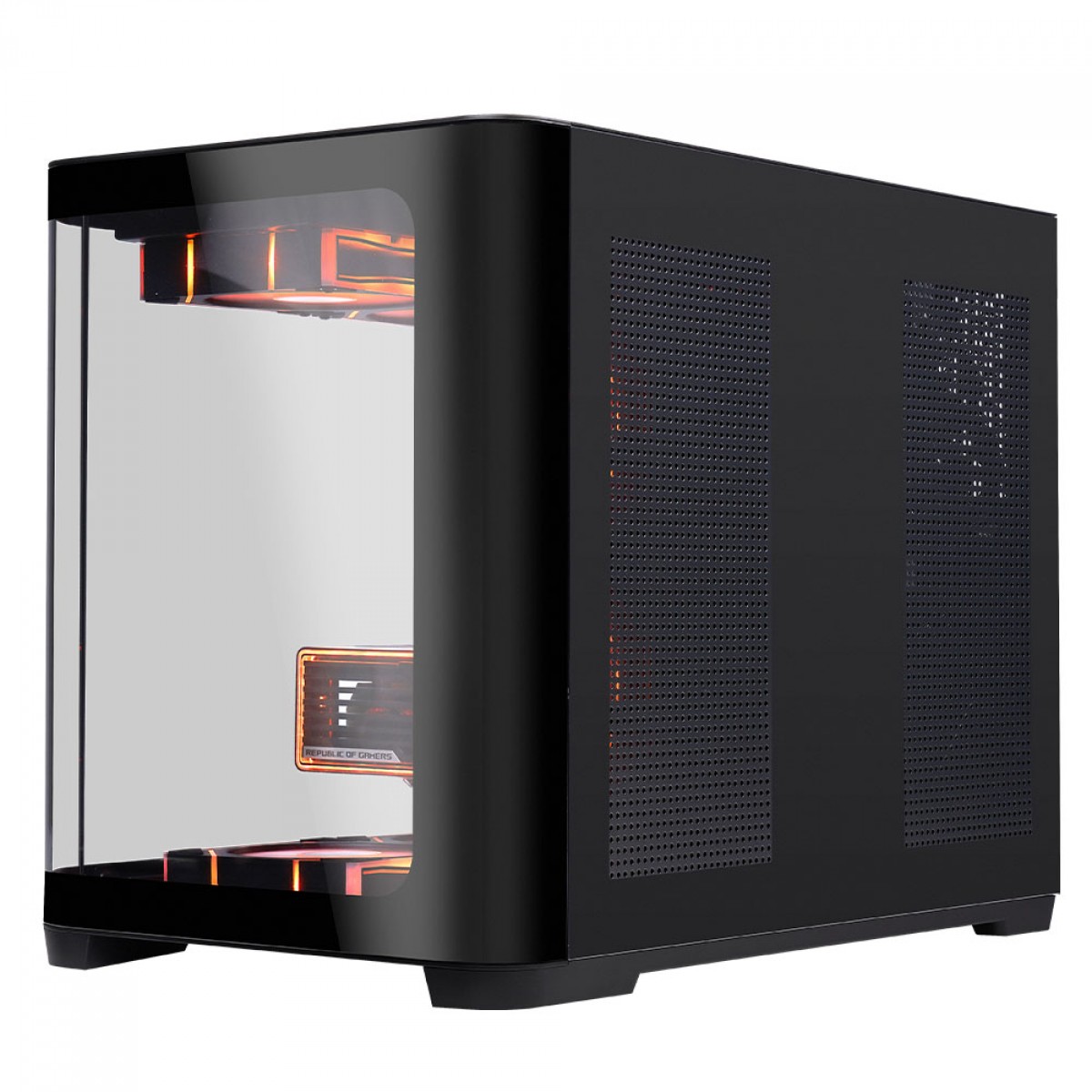Gabinete Gamer SuperFrame Black Noir, Aquário, Mid Tower, Vidro Temperado, M-ATX, Preto, Sem Fonte, Com 3 Fans ARGB, SF-CS-BNMAB3F