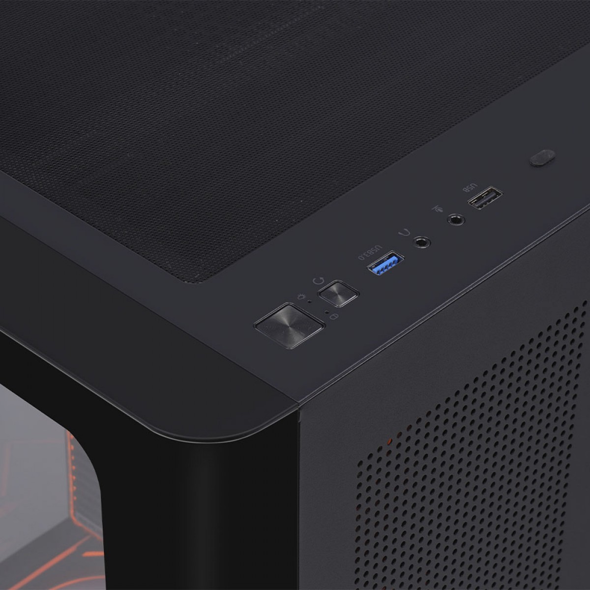 Gabinete Gamer SuperFrame Black Noir, Aquário, Mid Tower, Vidro Temperado, M-ATX, Preto, Sem Fonte, Com 3 Fans ARGB, SF-CS-BNMAB3F