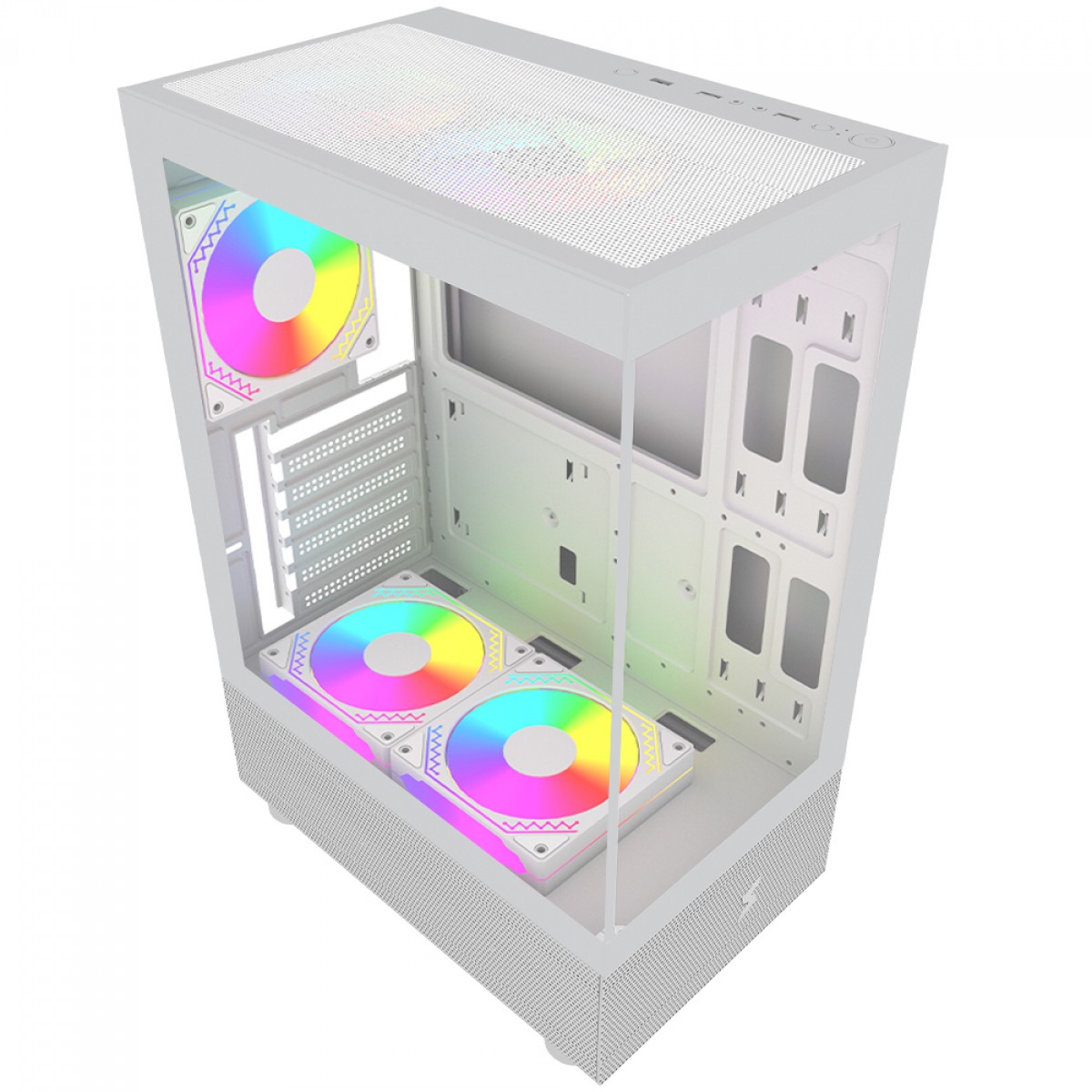 Gabinete Gamer SuperFrame Boreas, Mid Tower, Vidro Temperado, ATX, Com 3 Fans ARGB, Branco, SFGW-BOREAS-3