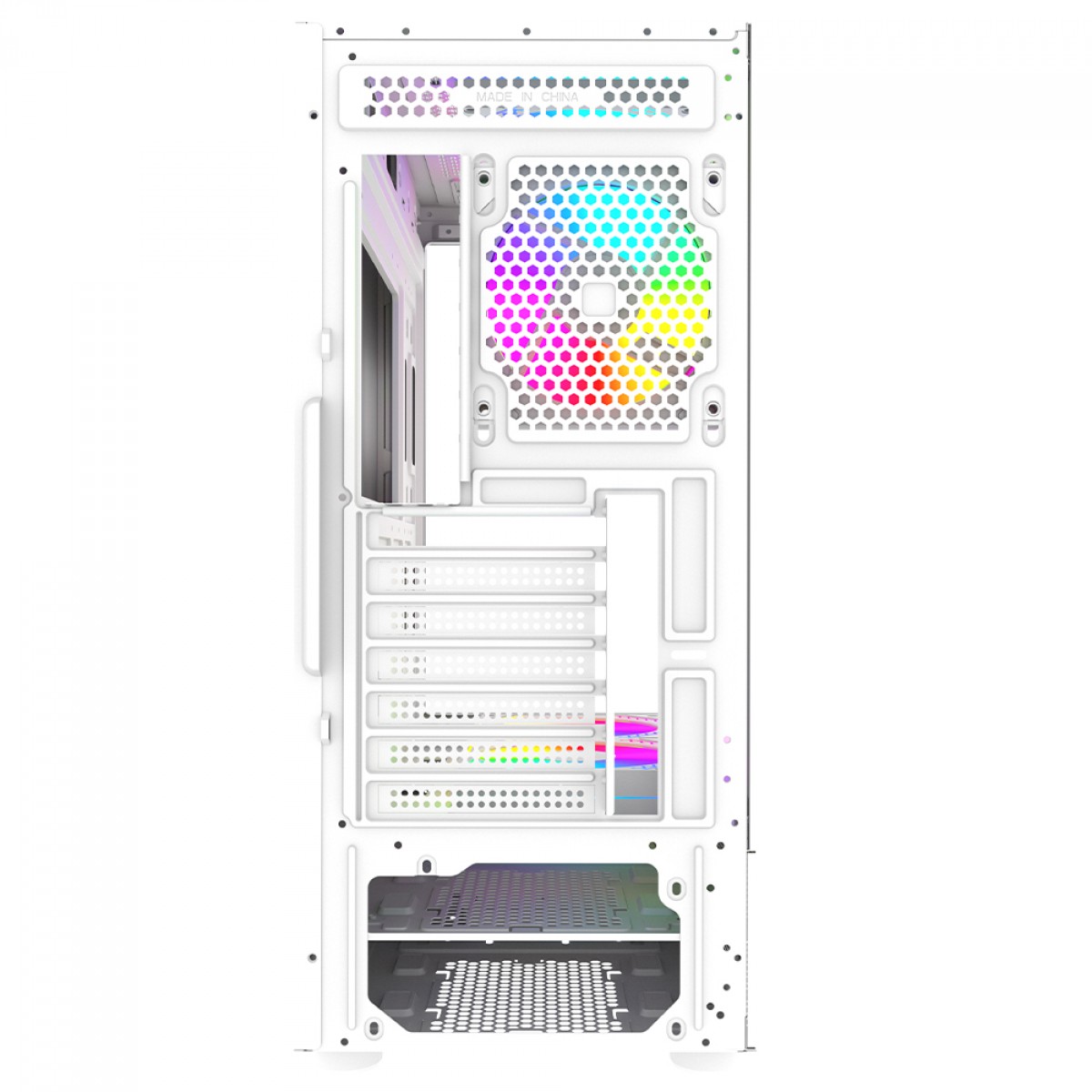 Gabinete Gamer SuperFrame Boreas, Mid Tower, Vidro Temperado, ATX, Com 3 Fans ARGB, Branco, SFGW-BOREAS-3