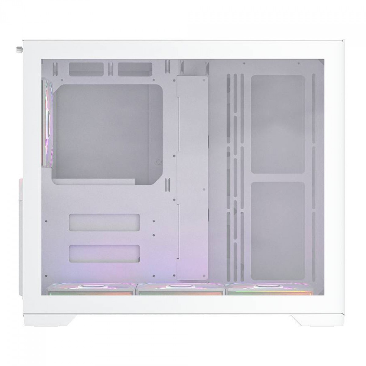 Gabinete Gamer SuperFrame Box Magic, Mid Tower, Vidro Temperado, Com Display LCD 13.3 Pol, ATX, Branco, Sem Fonte, Com 6 Fans, SF-CS-BMMAW6F