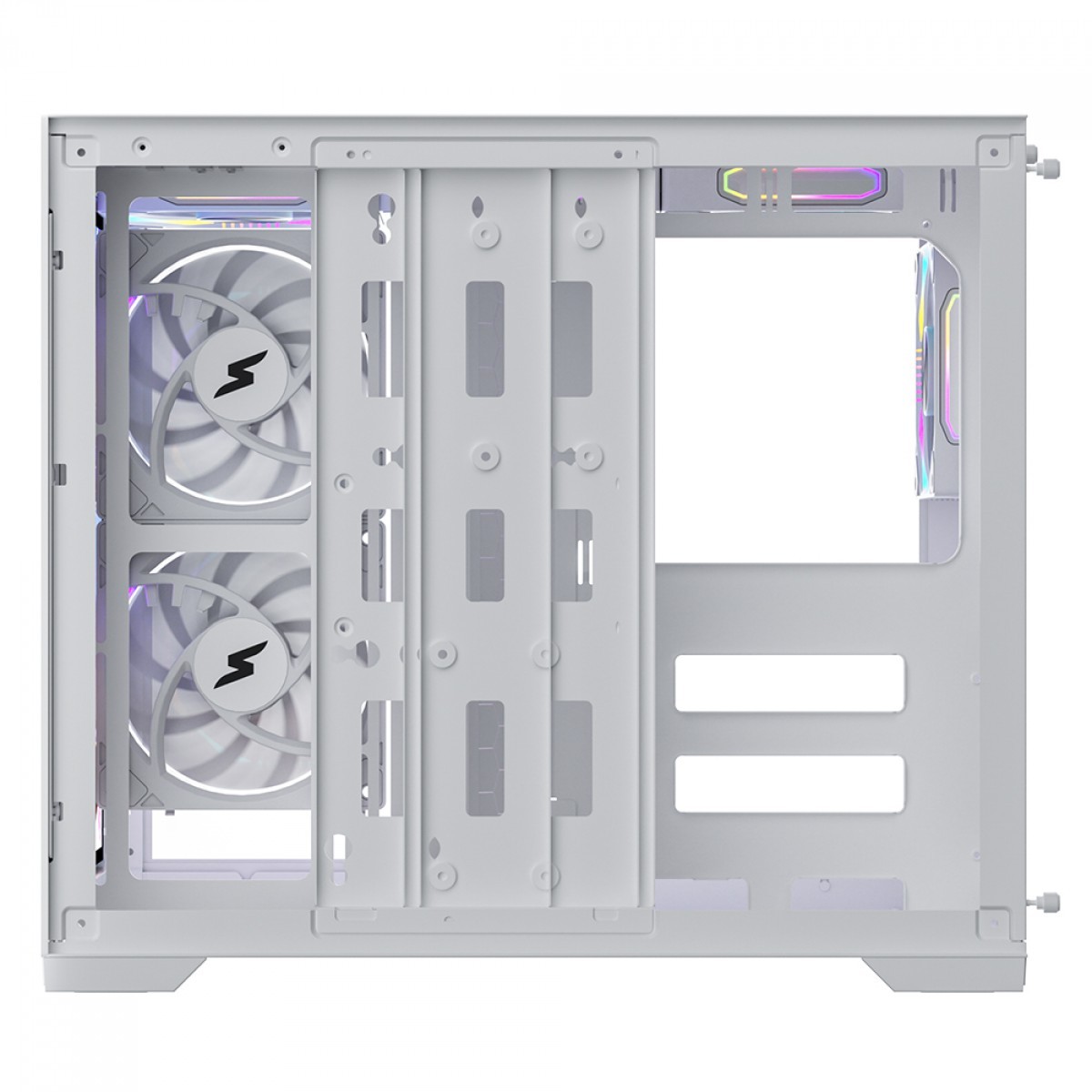 Gabinete Gamer SuperFrame Box Magic, Mid Tower, Vidro Temperado, Com Display LCD 13.3 Pol, ATX, Branco, Sem Fonte, Com 6 Fans, SF-CS-BMMAW6F