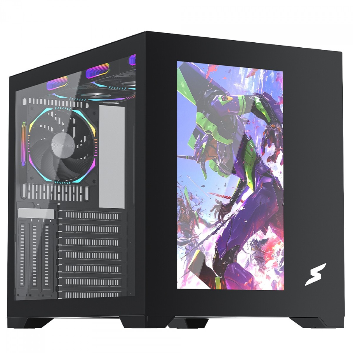 Gabinete Gamer SuperFrame Box Magic, Mid Tower, Vidro Temperado, Com Display LCD 13.3 Pol, ATX, Preto, Sem Fonte, Com 6 Fans, SF-CS-BMMAB6F - Open Box