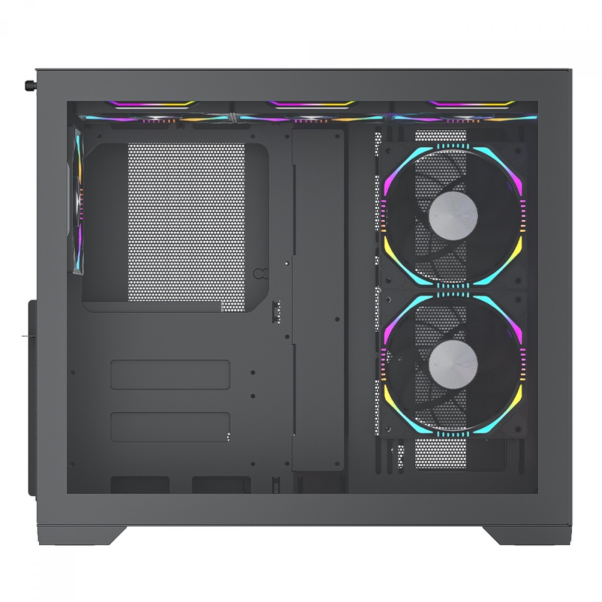 Gabinete Gamer SuperFrame Box Magic, Mid Tower, Vidro Temperado, Com Display LCD 13.3 Pol, ATX, Preto, Sem Fonte, Com 6 Fans, SF-CS-BMMAB6F - Open Box