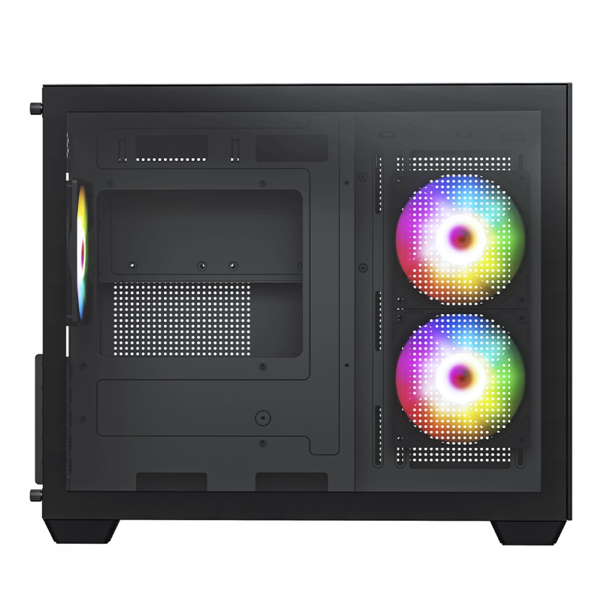 Gabinete Gamer SuperFrame Box, Mid Tower, Vidro Temperado, M-ATX, Black, Sem Fonte, Com 3 Fans