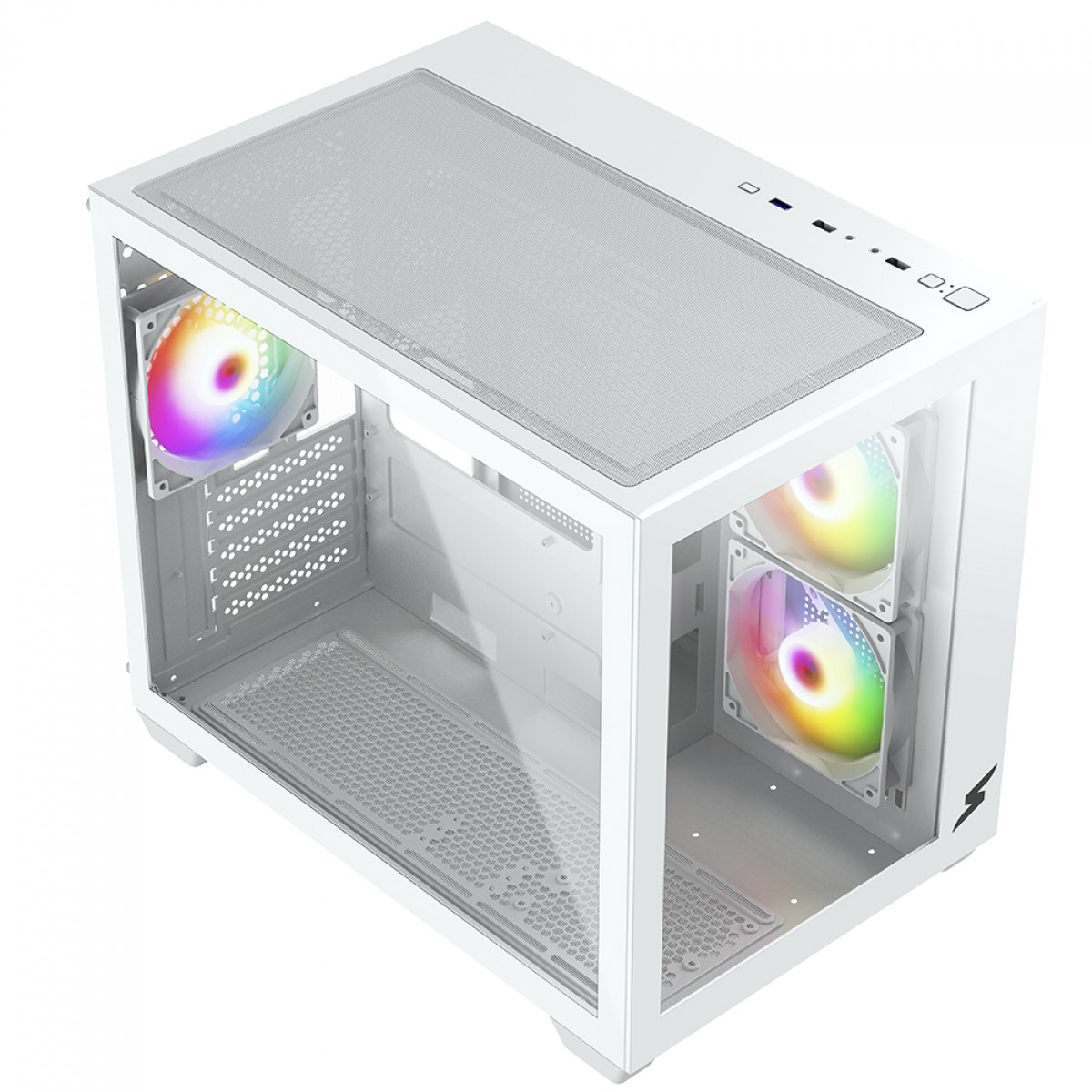 Gabinete Gamer SuperFrame Box, Mid Tower, Vidro Temperado, M-ATX, White, Sem Fonte, Com 3 Fans