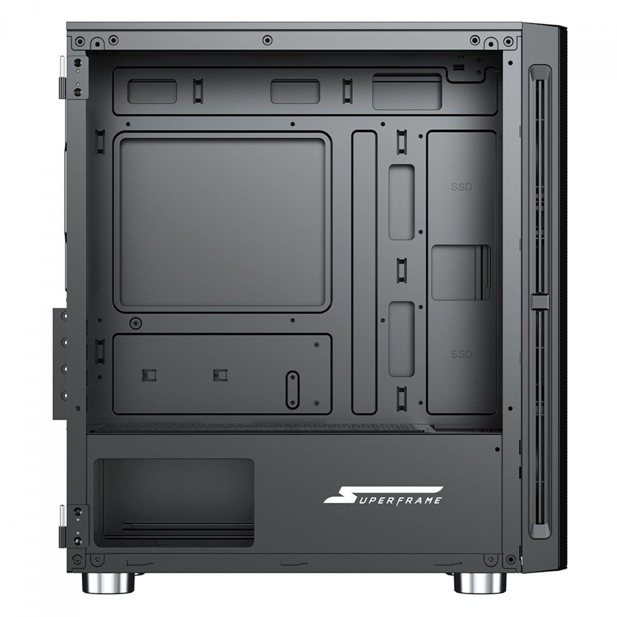 Gabinete Gamer SuperFrame Bunker, Mid Tower, Vidro Temperado, M-ATX, Black, Sem Fonte, Com 3 Fans