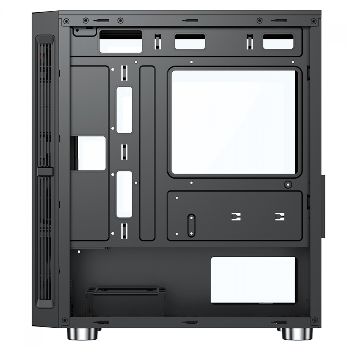 Gabinete Gamer SuperFrame Bunker, Mid Tower, Vidro Temperado, M-ATX, Black, Sem Fonte, Com 3 Fans