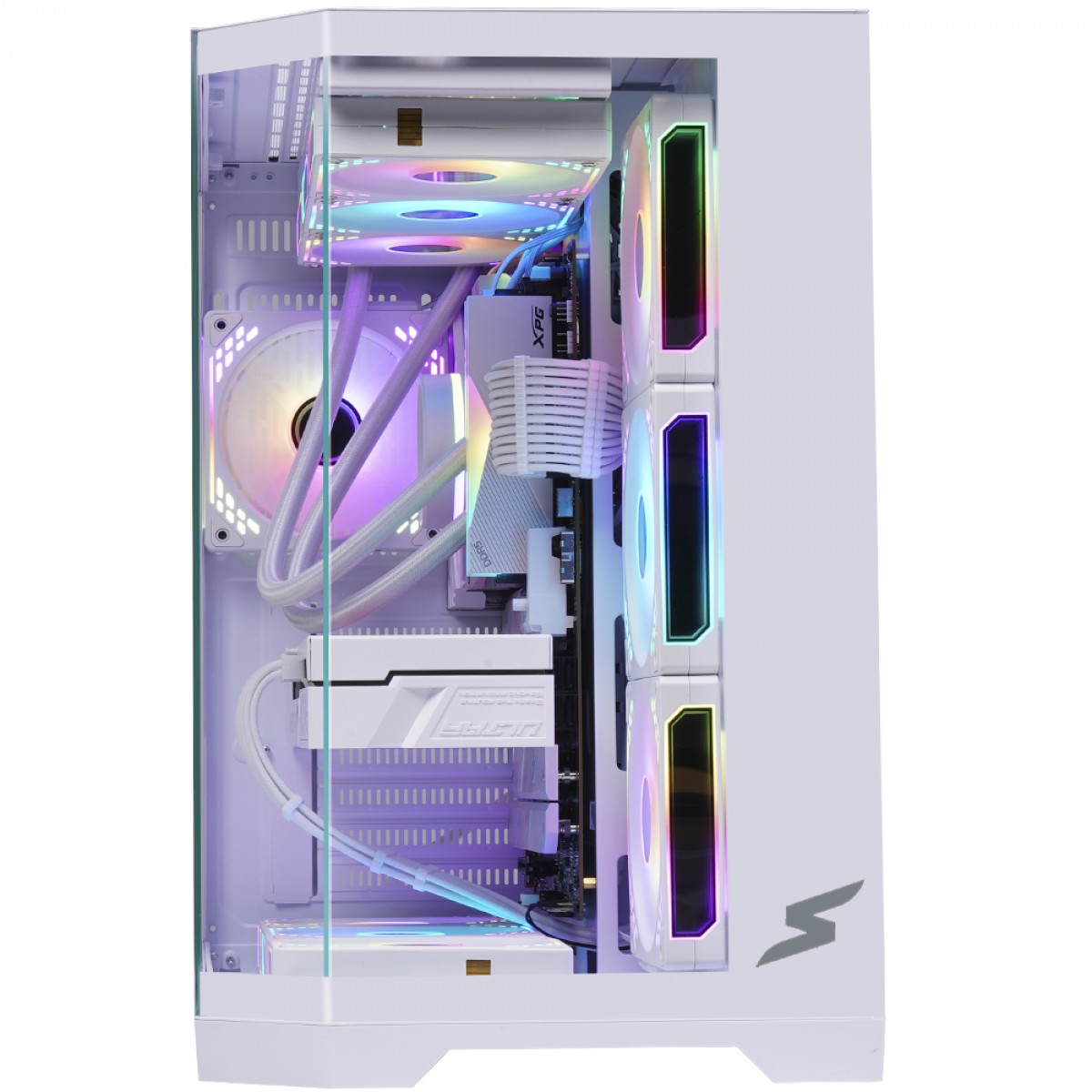 Gabinete Gamer SuperFrame Cristal, Mid Tower, Vidro Temperado, ATX, Com 4 Fans ARGB, Branco, SF-CS-CTMAW4F 
