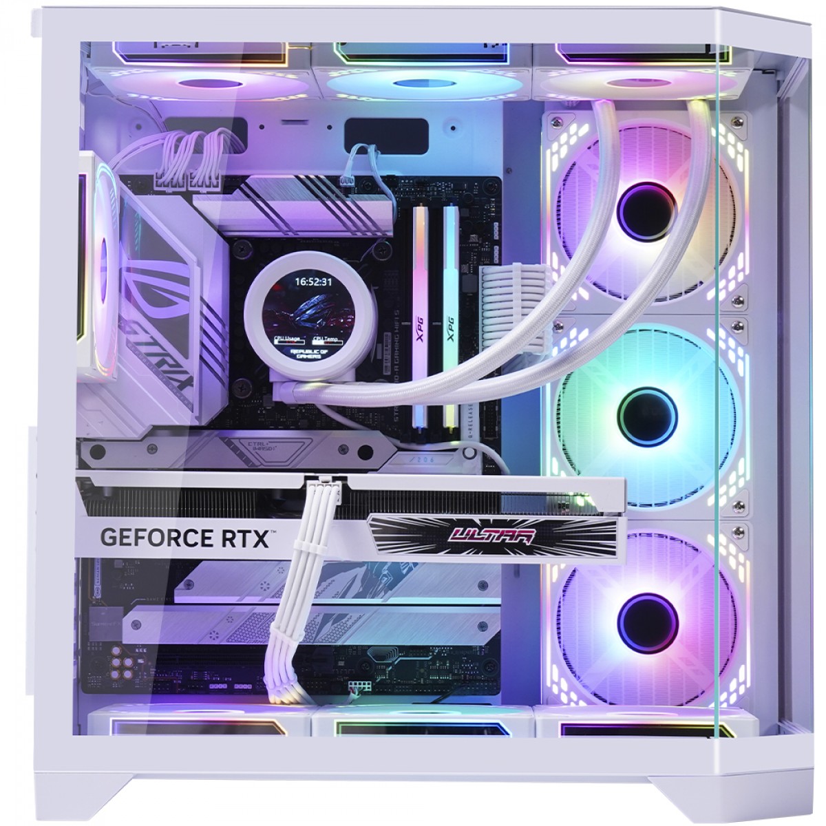 Gabinete Gamer SuperFrame Cristal, Mid Tower, Vidro Temperado, ATX, Com 4 Fans ARGB, Branco, SF-CS-CTMAW4F 