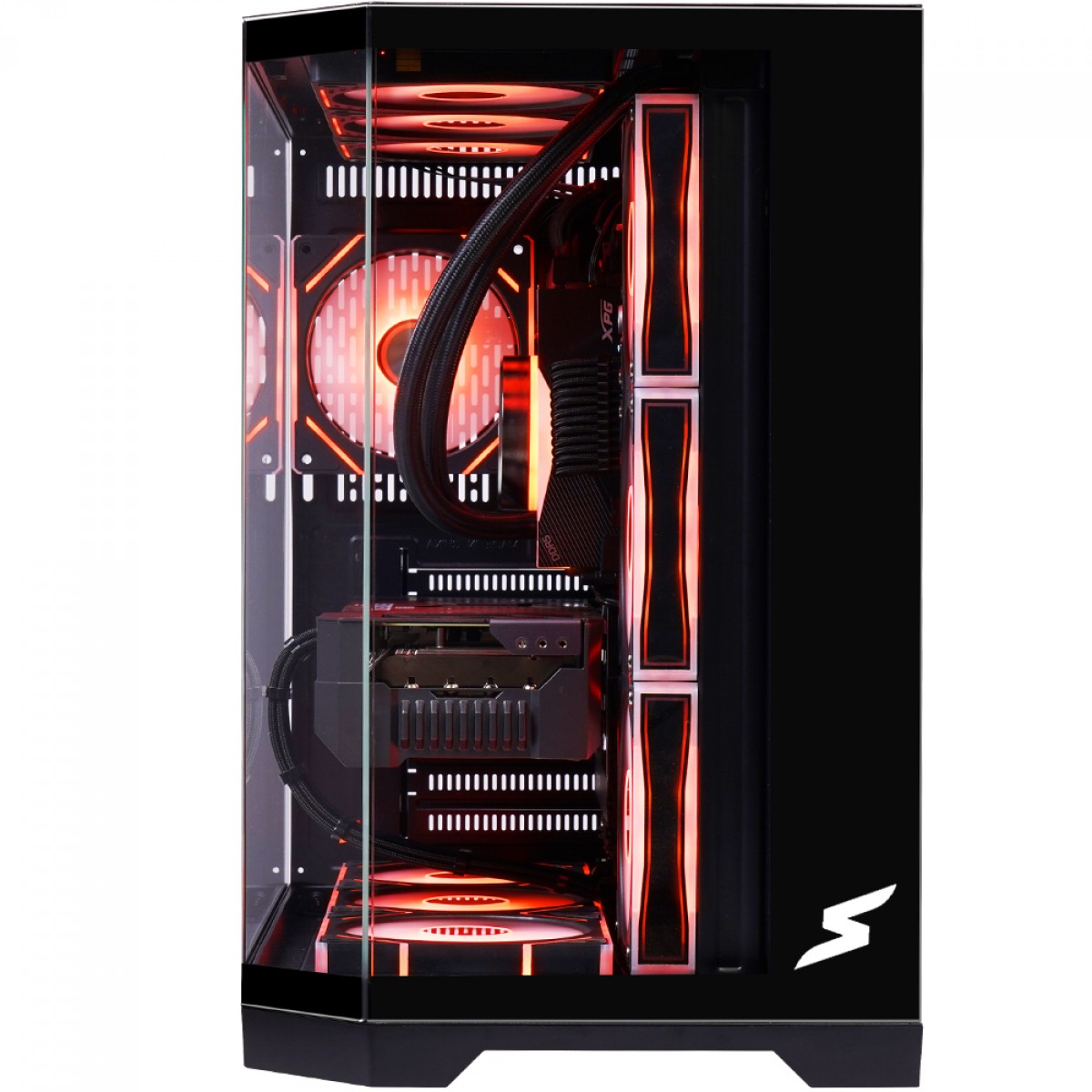 Gabinete Gamer SuperFrame Cristal, Mid Tower, Vidro Temperado, ATX, Com 4 Fans ARGB, Preto, SF-CS-CTMAB4F 