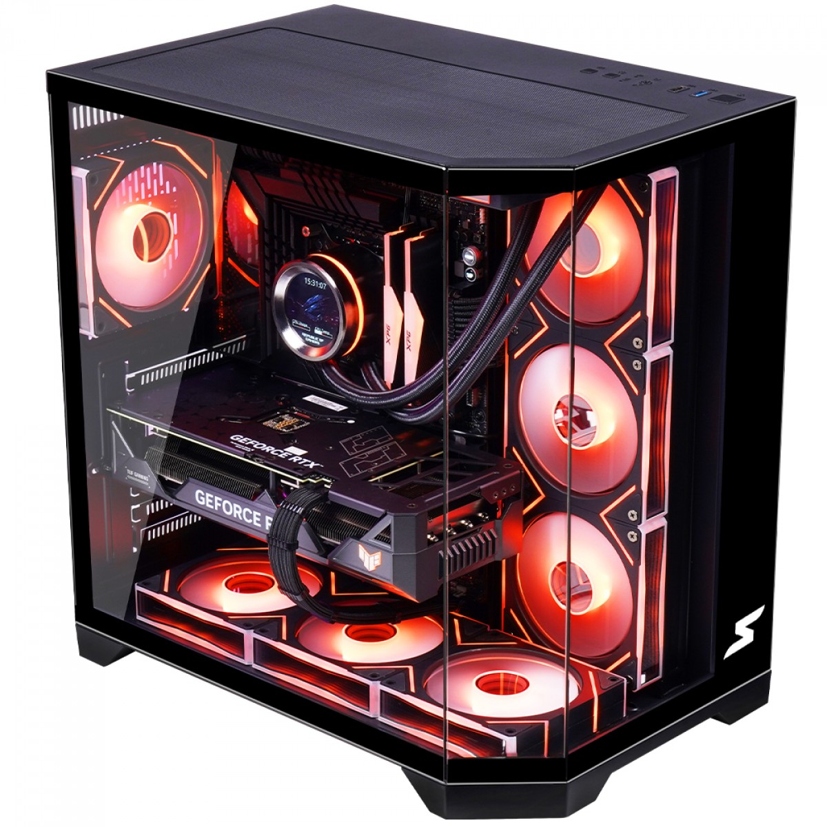 Gabinete Gamer SuperFrame Cristal, Mid Tower, Vidro Temperado, ATX, Com 4 Fans ARGB, Preto, SF-CS-CTMAB4F 