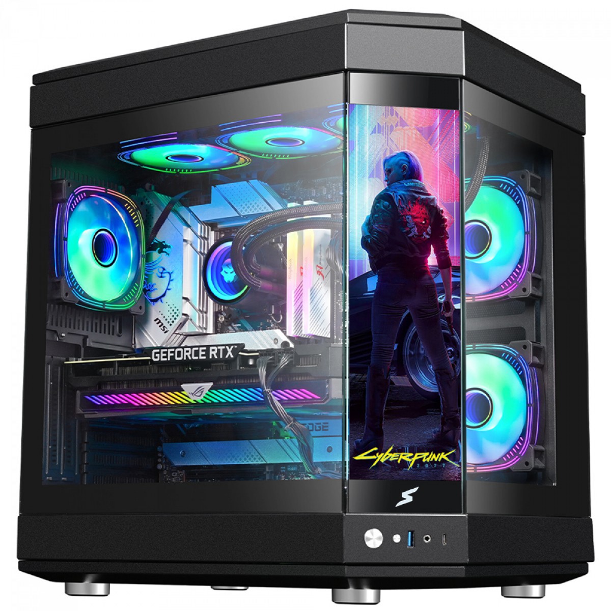 Gabinete Gamer SuperFrame Cube Magic, Mid Tower, Vidro Temperado, Display LCD, ATX, Black, Sem Fonte, Sem Fan, SF-CS-CMMABSF