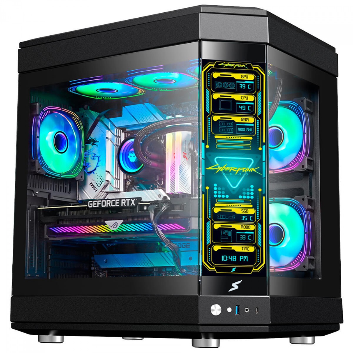 Gabinete Gamer SuperFrame Cube Magic, Mid Tower, Vidro Temperado, Display LCD, ATX, Black, Sem Fonte, Sem Fan, SF-CS-CMMABSF
