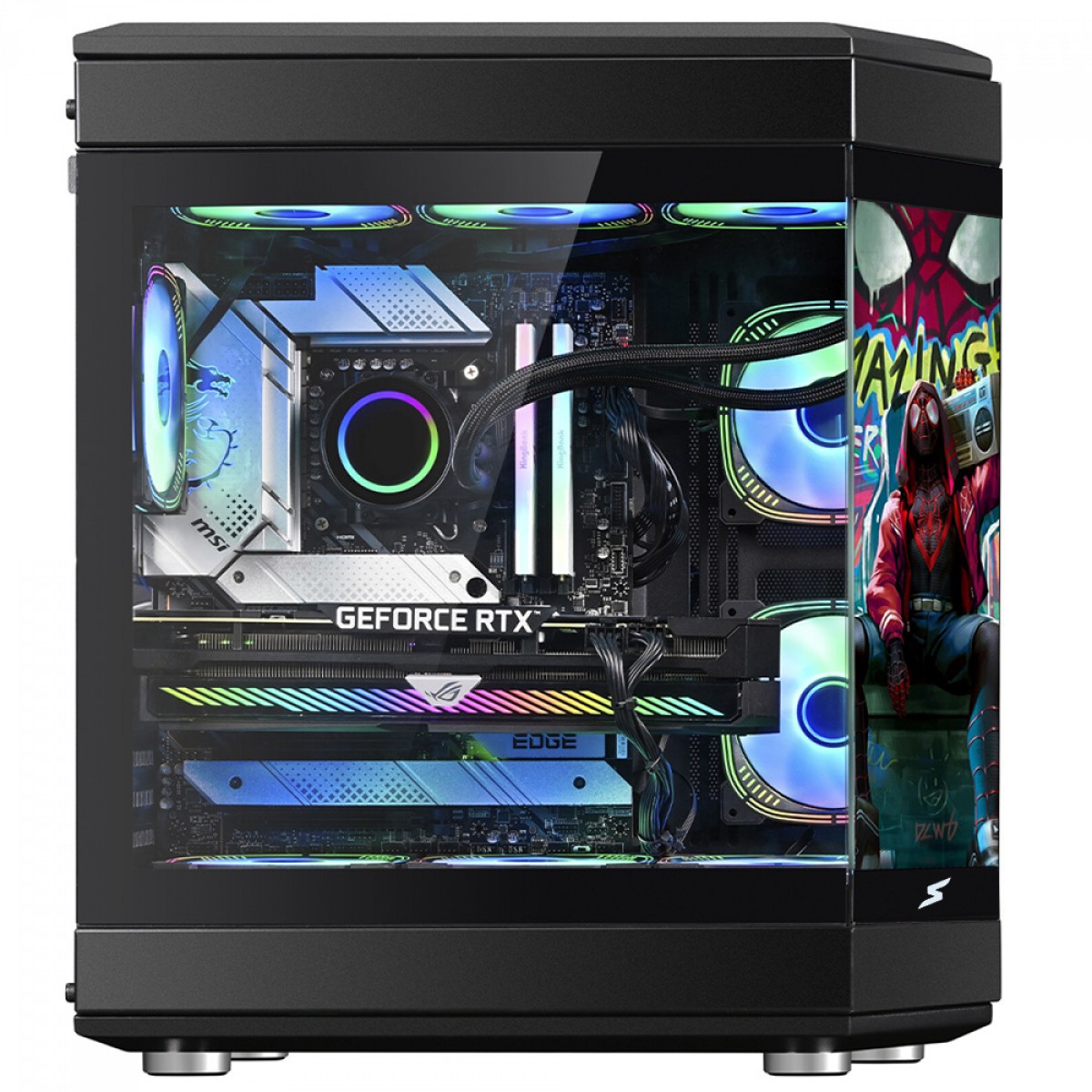 Gabinete Gamer SuperFrame Cube Magic, Mid Tower, Vidro Temperado, Display LCD, ATX, Black, Sem Fonte, Sem Fan, SF-CS-CMMABSF