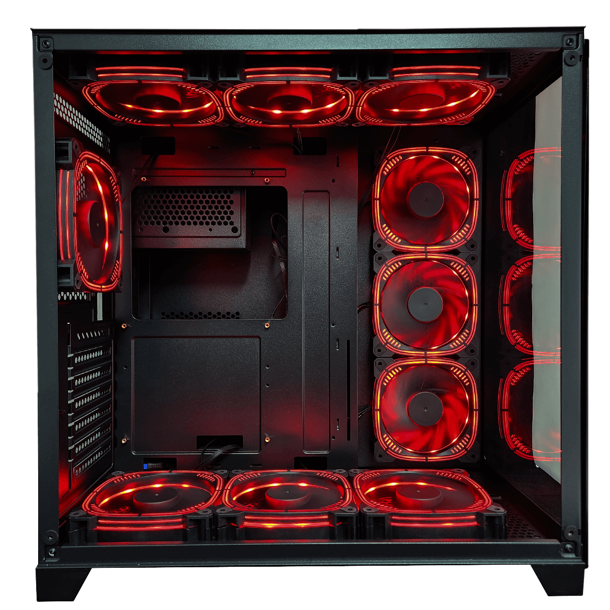 Gabinete Gamer SuperFrame Cube, Mid Tower, Vidro Temperado, ATX, Black, Sem Fonte, Com 10 Fans ARGB