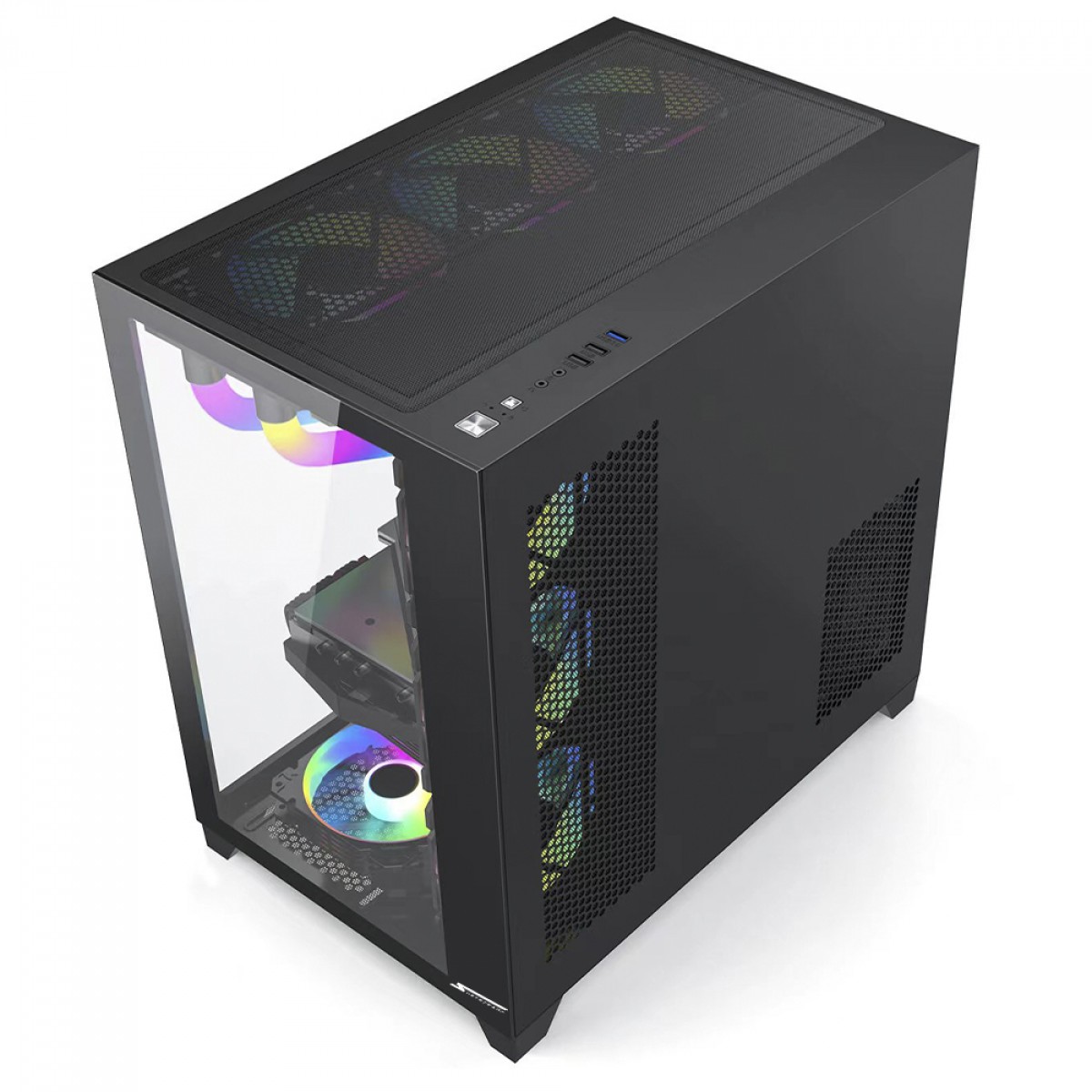 Gabinete Gamer SuperFrame Cube, Mid Tower, Vidro Temperado, ATX, Black, Sem Fonte, Sem Fan  